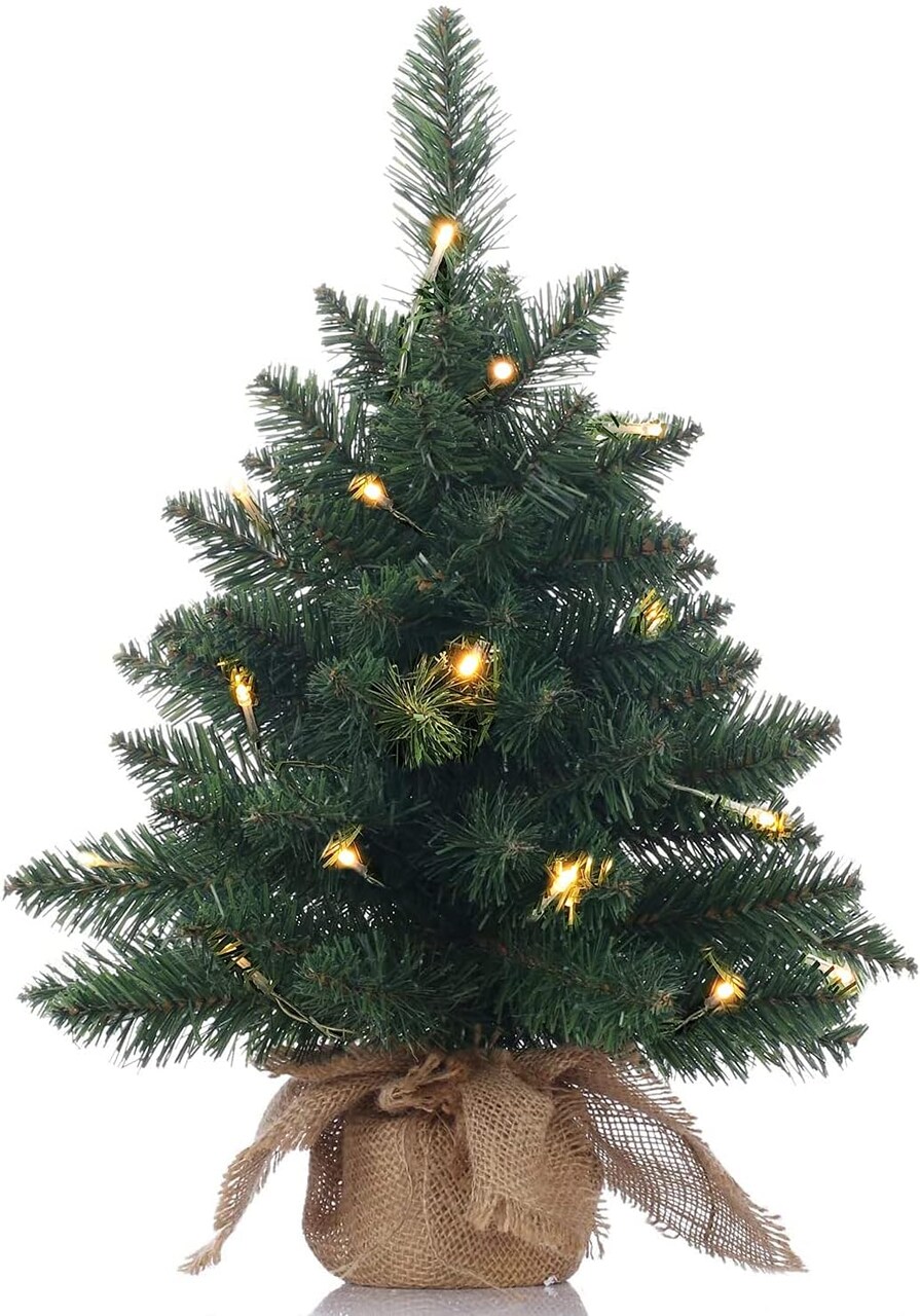 Pre-Lit Artificial Mini Christmas Tree Tabletop - 20 inch with 20 LED Lights